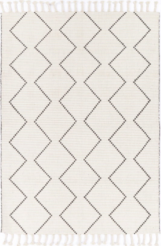 Kochi Diamond Tassel Cream Rug