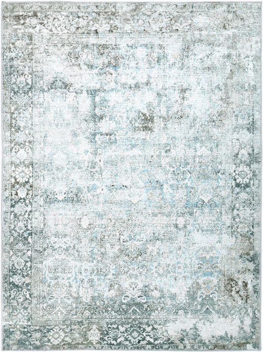 Ethos Machine Washable Transitional Blue Rug