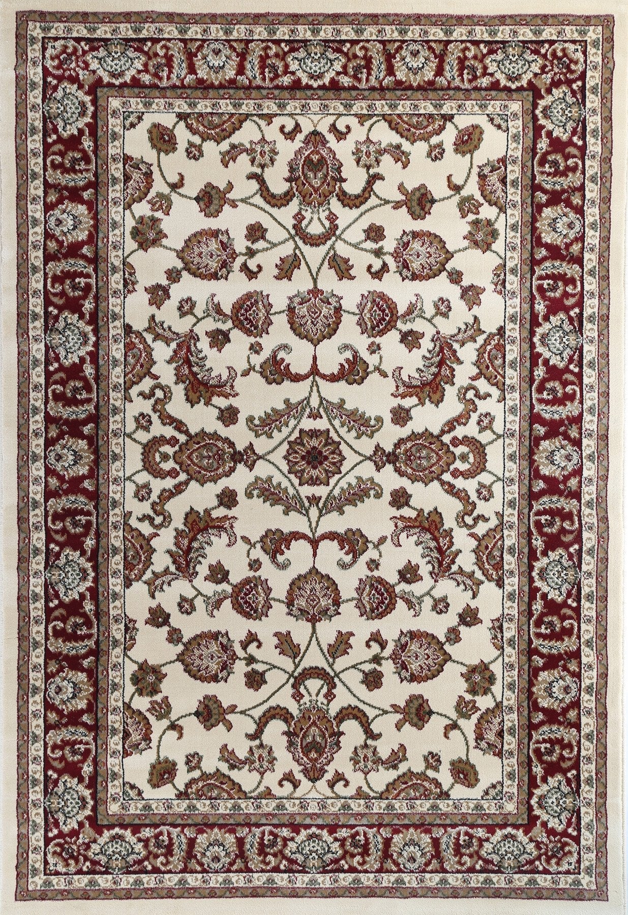 Ornate Cream Traditional Bordered Ikat Rug