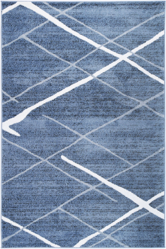 Paisley Abstract Stripe Blue Rug