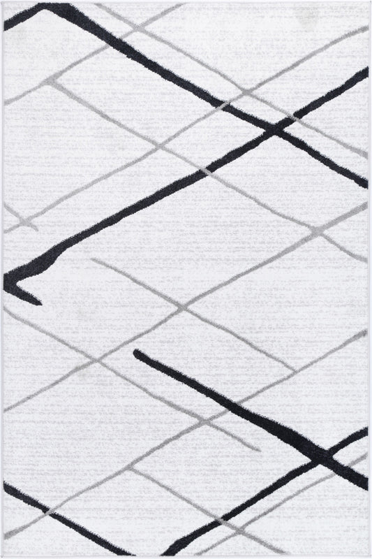 Paisley Abstract Stripe White Rug