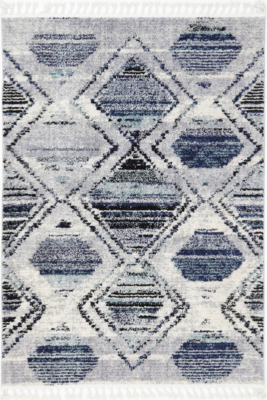 Micha Navy Blue Diamond Tribal Rug