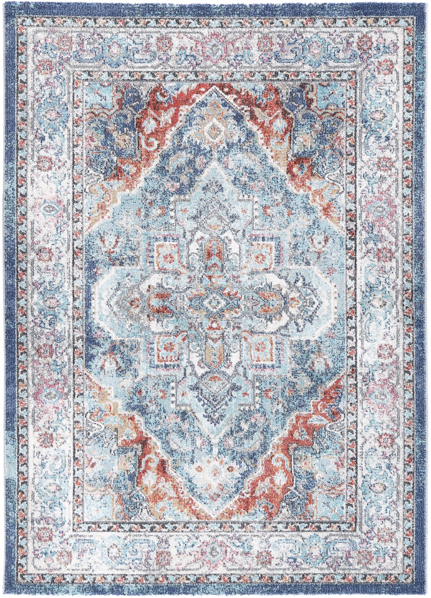 Mercury Maykel Blue & Terracotta Transitional Rug