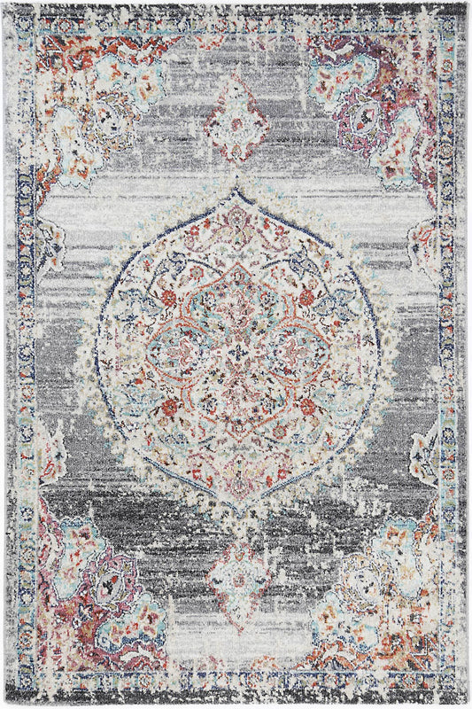 Mercury Hellow Medalion Transitional Grey Rug