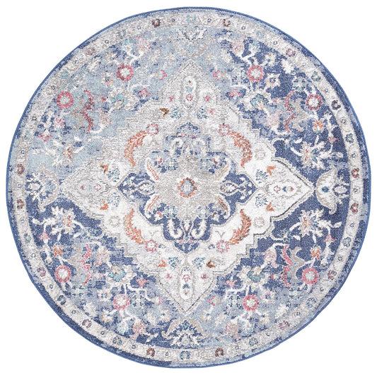 Mercury Alexander Transitional Navy Multi Round Rug