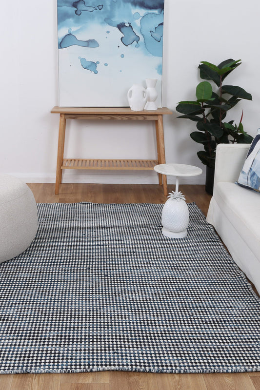 Scandi Teal Reversible Wool Rug