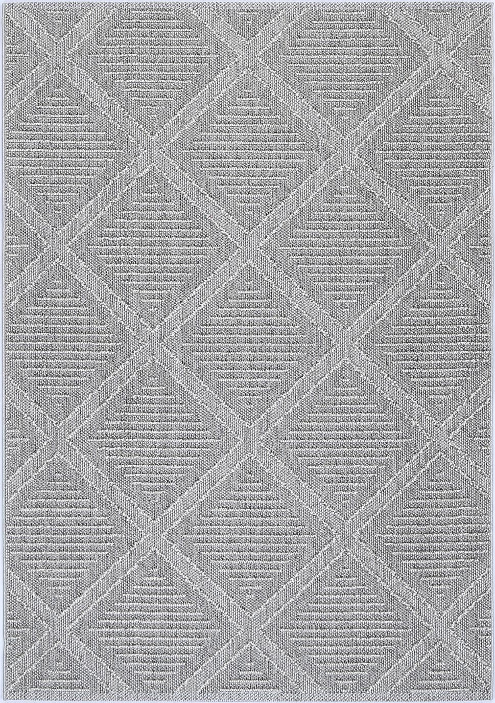 Lelepa Vouza Grey Geometric Flatweave Rug