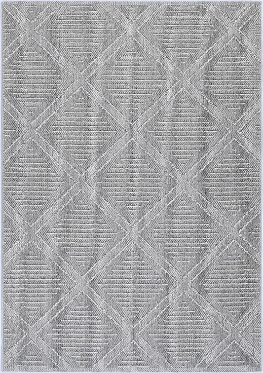 Lelepa Vouza Grey Geometric Flatweave Rug