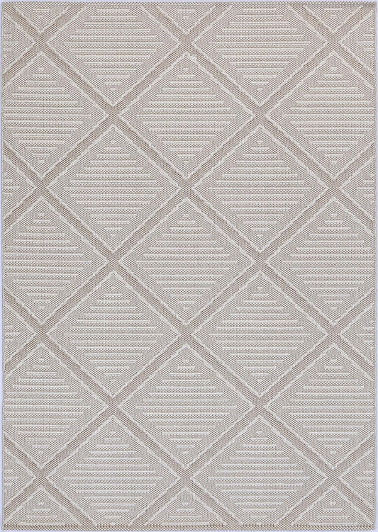 Lelepa Kenilorea Beige Geometric Flatweave Rug