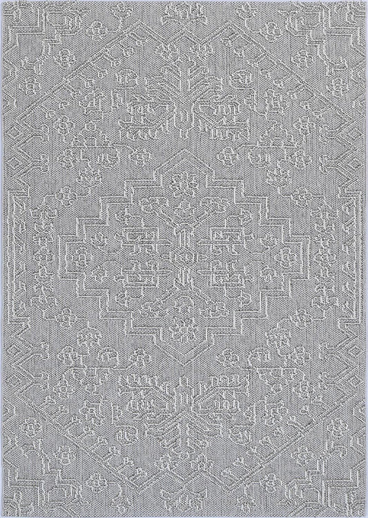 Lelepa Nori Grey Tribal Flatweave Rug
