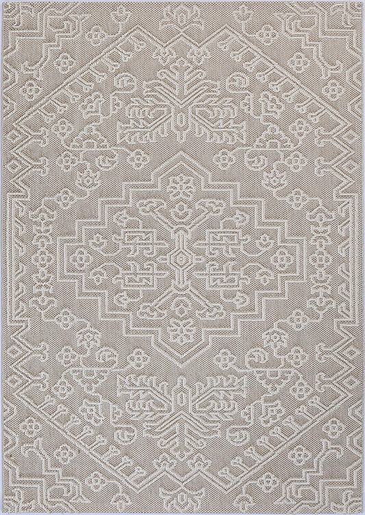 Lelepa Waita Beige Tribal Flatweave Rug