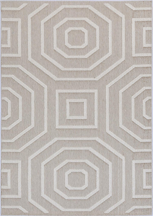 Lelepa Lui Beige Geometric Flatweave Rug