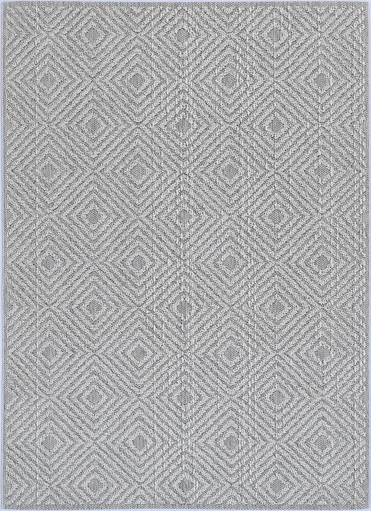Lelepa Fugui Grey Geometric Flatweave Rug