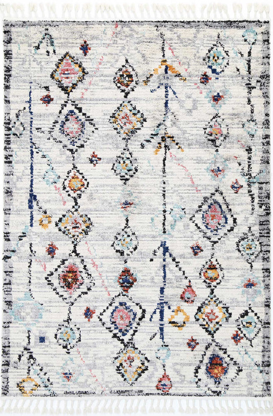 Boho Moroccan Taza White Rug