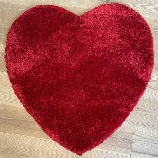 Heart Shape Red Shag Rug