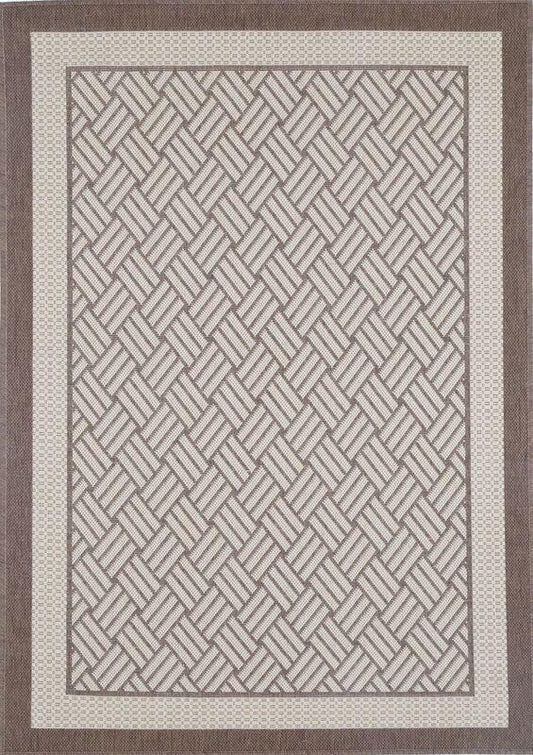 Sisalo Beige Geometric Ikat Bordered Rug